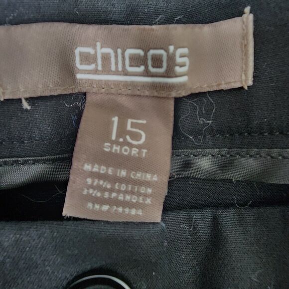 Chicos Womens Dress Pants Size 1.5 Short US 10 Black Straight Mid Rise Stretch - Picture 7 of 8